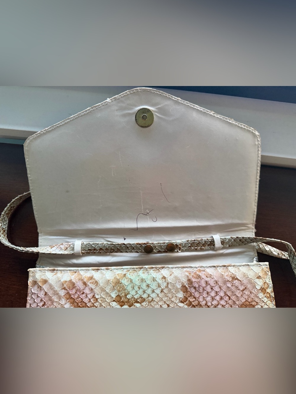 Python Clutch Suede Lining Removable Strap - Picture 4 of 4